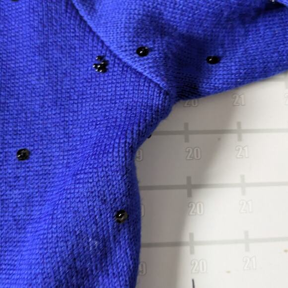 Vintage Classiques Cardigan Sweater Womens XS Blue Wool Beaded Cottage 80s - Picture 7 of 8